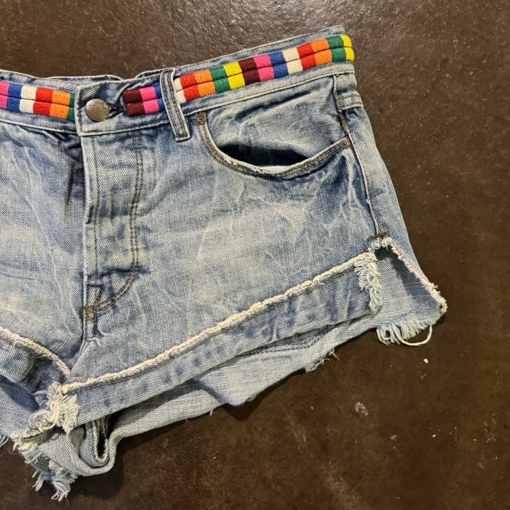 Free People Embroider Waist Denim Shorts - Picture 2 of 7